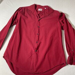 Calvin Klein Slim Fit Red Long Sleeve Button-Up Shirt 16-16.5 34/35 Size L